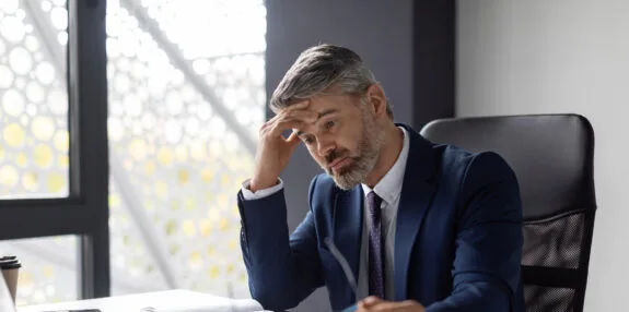 Real estate owner with a stressed look