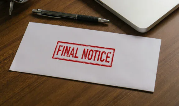 Final Notice letter for a foreclosing home