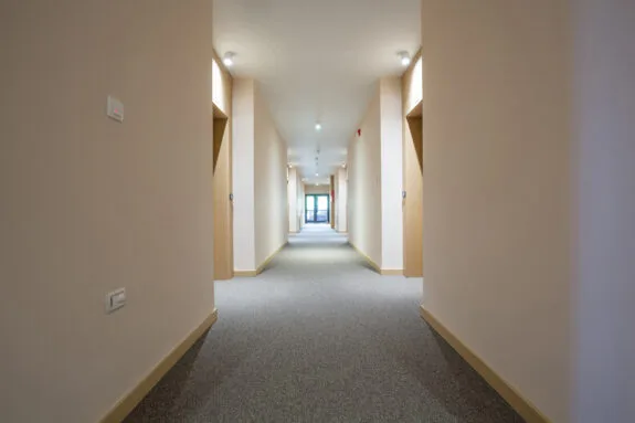 Empty hallway of an apartment complex
